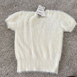 Zara Cream Fuzzy Knit Top